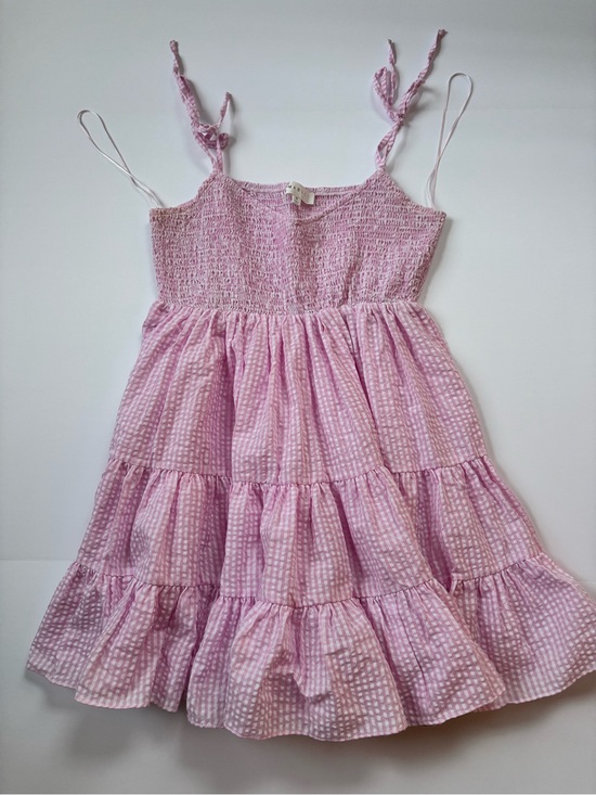 Mable Dresses & Skirts - Pink Tiered Sundress with Tie Straps